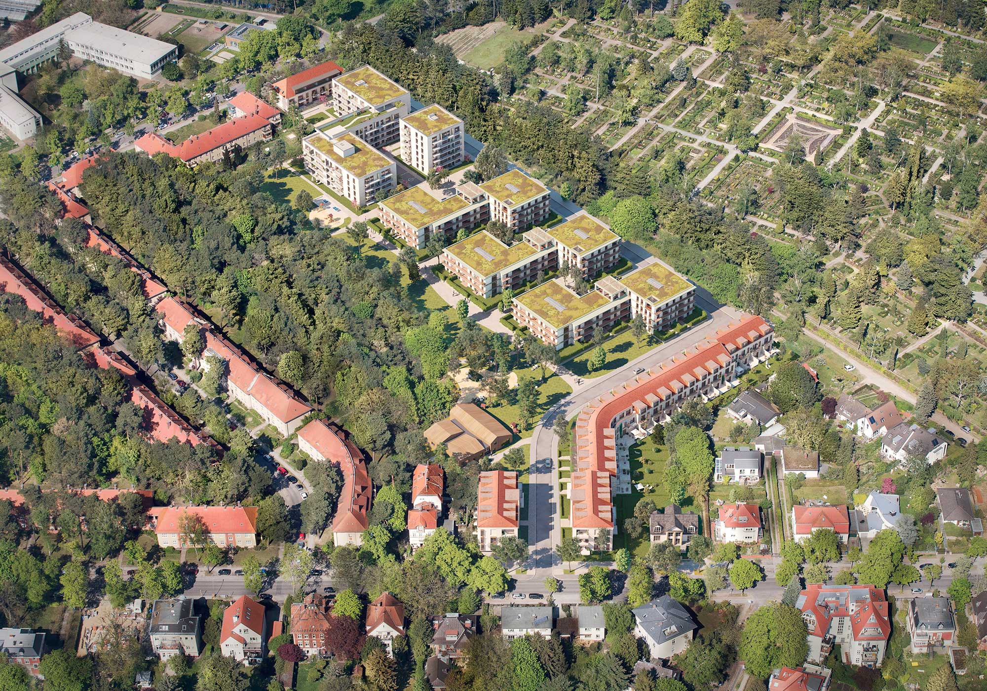 Wohnbebauung Fischerhüttenstraße Vogelperspektive