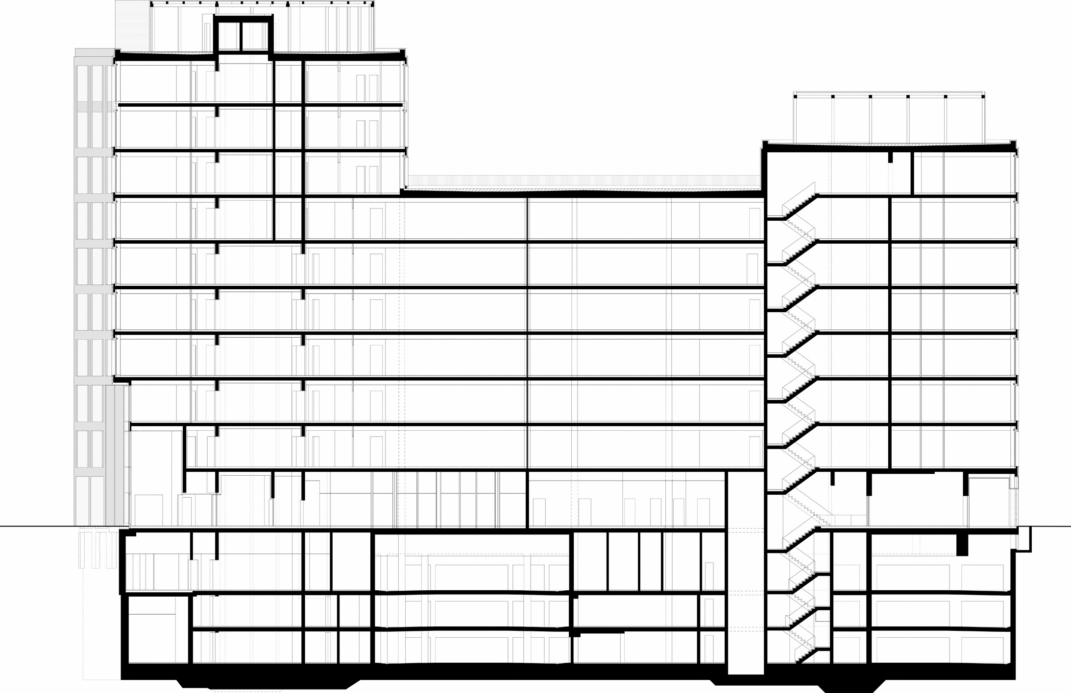 Marienforum in Frankfurt am Main, Längsschnitt