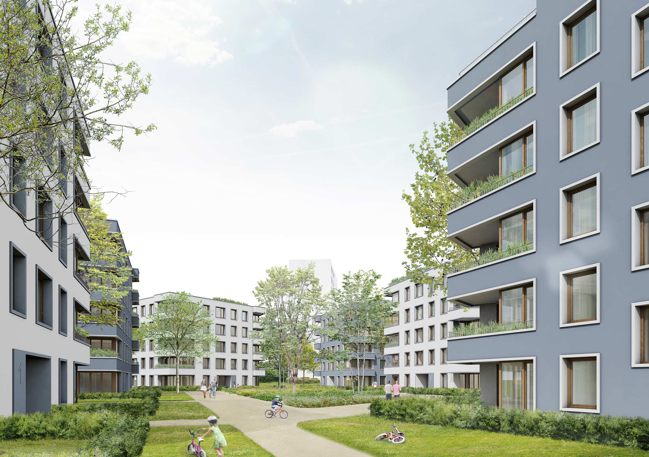 Wohnquartier in Jena Lobeda, Blick auf den Anger