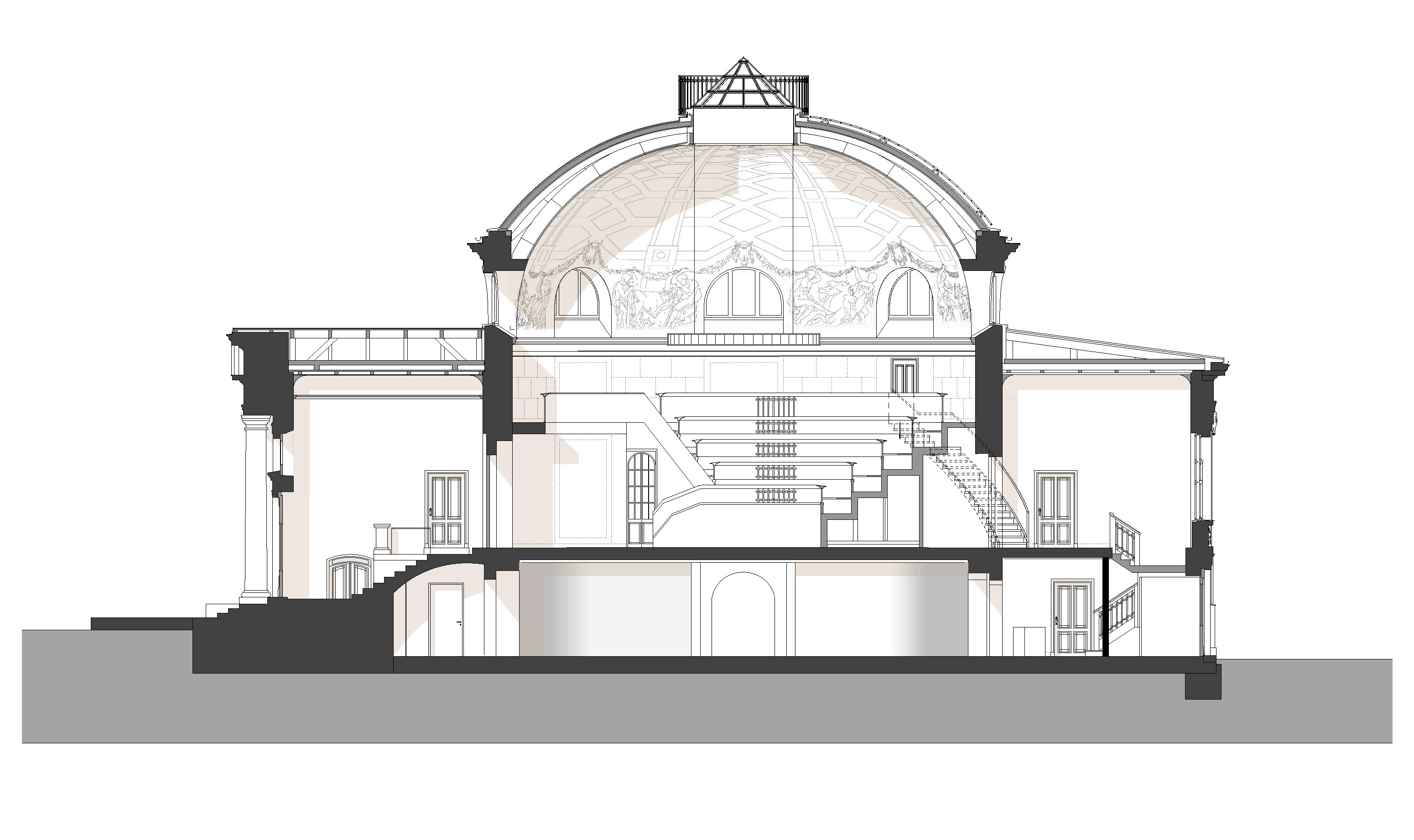 Anatomisches Theater der Humboldt-Universität in Berlin, Schnitt